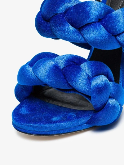 Shop Marco De Vincenzo Blue Plait 105 Velvet Sandals