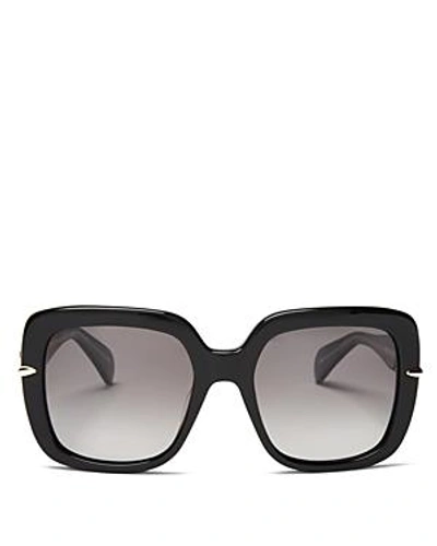 Shop Rag & Bone Women's 1004 Polarized Square Sunglasses, 56mm In Black/gray