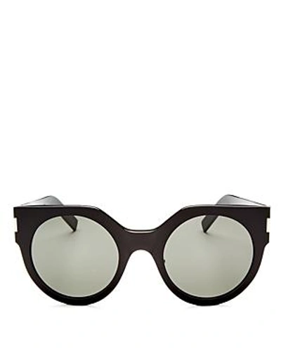Shop Saint Laurent Women's Slim Feminine Oversized Cat Eye Sunglasses, 50mm In Black/gray