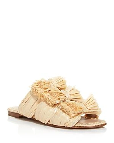 Shop Pour La Victoire Layne Raffia Slide Sandals In Natural