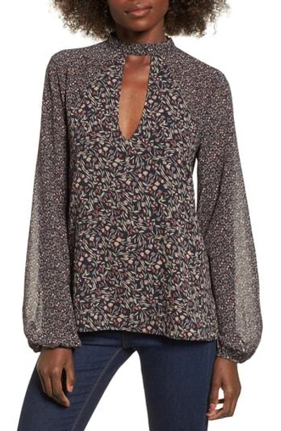 Shop Tularosa Print Plunging Neck Blouse In Mixed Floral