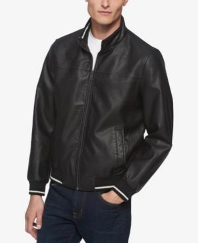 Shop Tommy Hilfiger Men's Faux-leather Bomber Jacket In Black