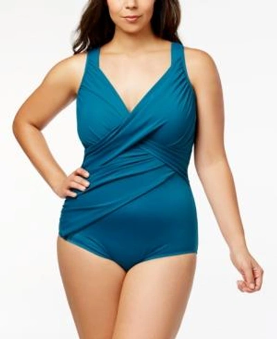 Shop Miraclesuit Plus Size Revele Underwire Tummy Control One-piece Swimsuit Women's Swimsuit In Nile