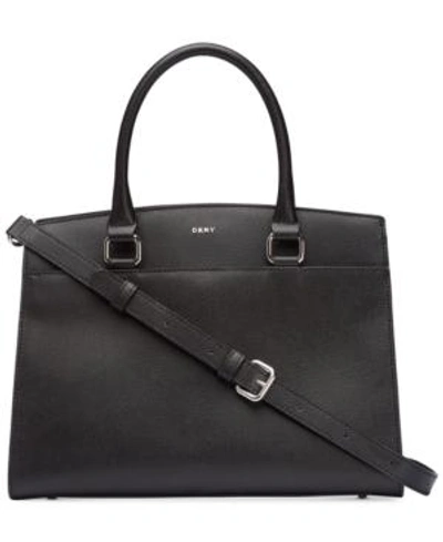 Shop Dkny Medium Leather Satchel, Created For Macy's In Black
