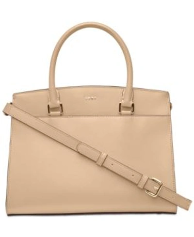 Shop Dkny Medium Leather Satchel, Created For Macy's In Egg Nog