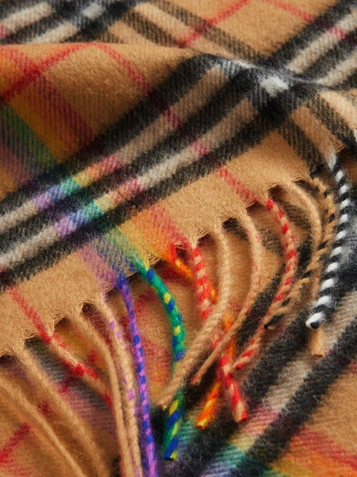 Shop Burberry Vintage Rainbow-check Scarf In Brown