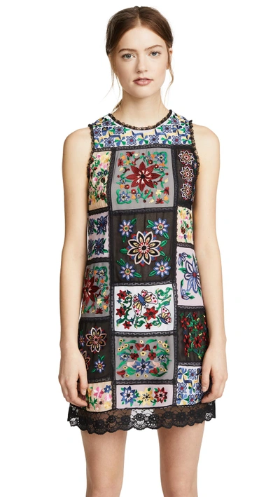 Shop Alice And Olivia Marcelina Embroidered Dress In Multi