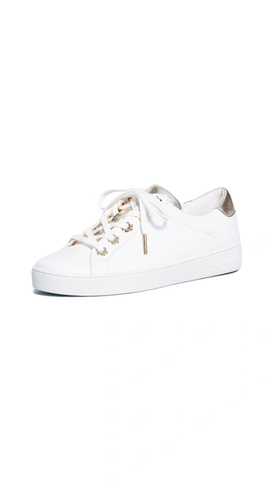 Shop Michael Michael Kors Irving Lace Up Sneakers In Optic White