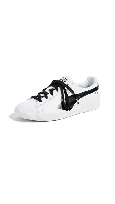 Shop Puma X Shantell Martin Clyde Sneakers In  White/ Black