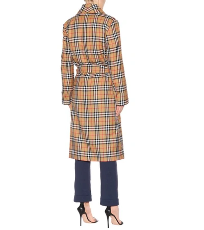 Shop Burberry Checked Wool Coat In Beige