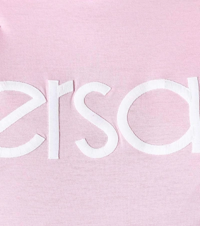 Shop Versace Embroidered Cotton T-shirt In Piek