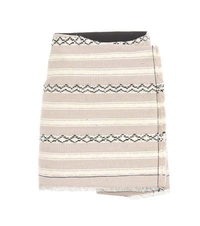 Shop Saint Laurent Wool And Cotton Wrap Skirt In Beige