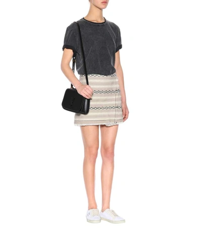 Shop Saint Laurent Wool And Cotton Wrap Skirt In Beige