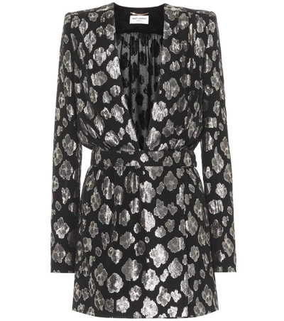 Shop Saint Laurent Fil Coupé Silk-blend Minidress In Black