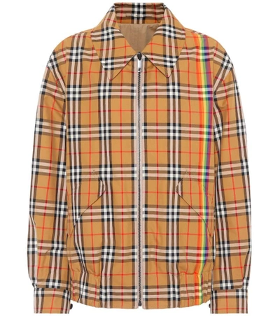 Shop Burberry Reversible Rainbow Checked Jacket In Beige
