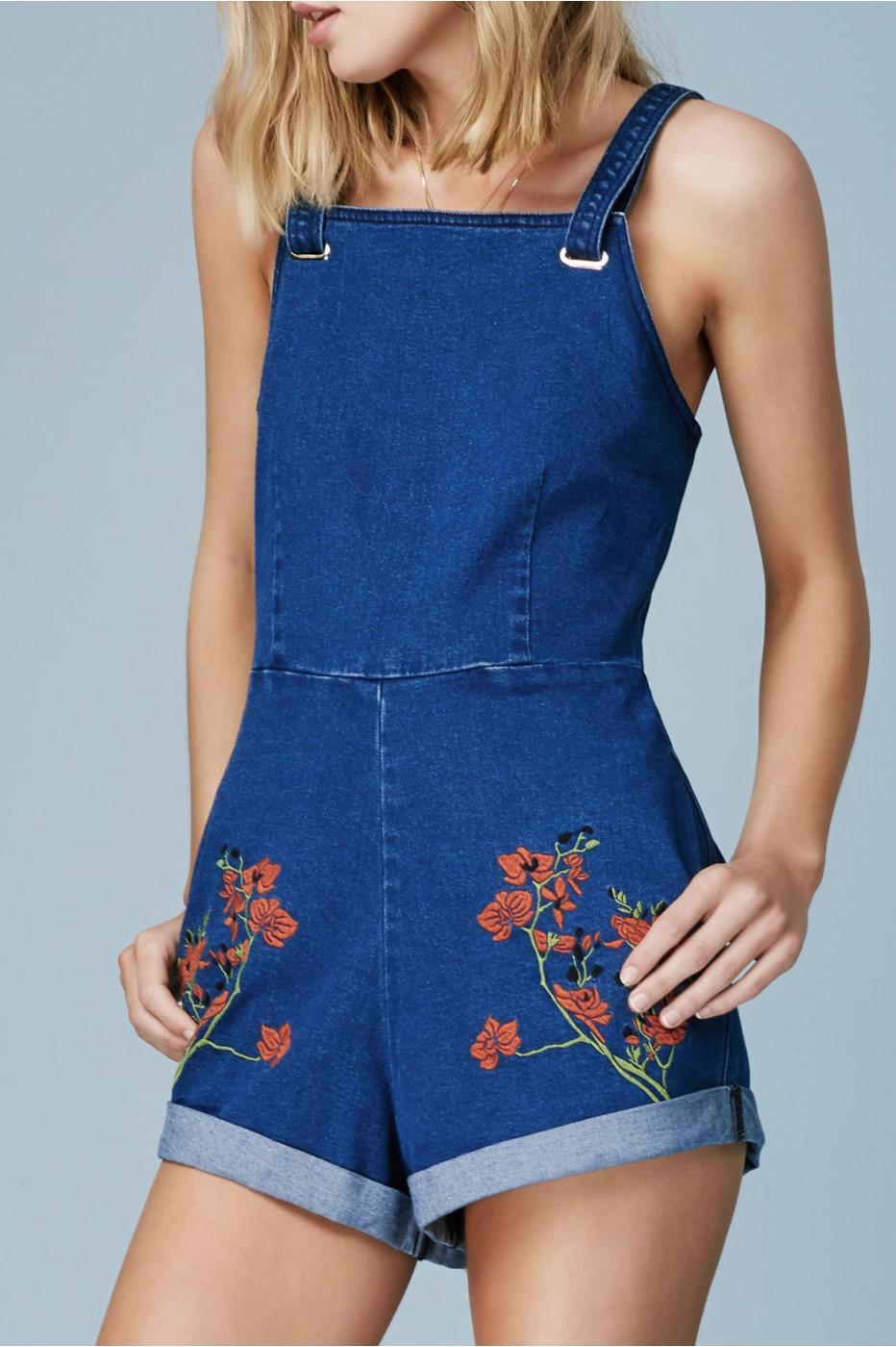 fitted denim playsuit