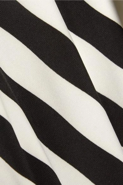 Shop Norma Kamali Striped Stretch-jersey Maxi Dress In Black