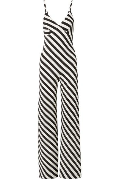 Shop Norma Kamali Striped Stretch-jersey Jumpsuit