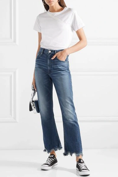 Shop 3x1 W5 Empire Crop Distressed Cropped High-rise Bootcut Jeans In Mid Denim