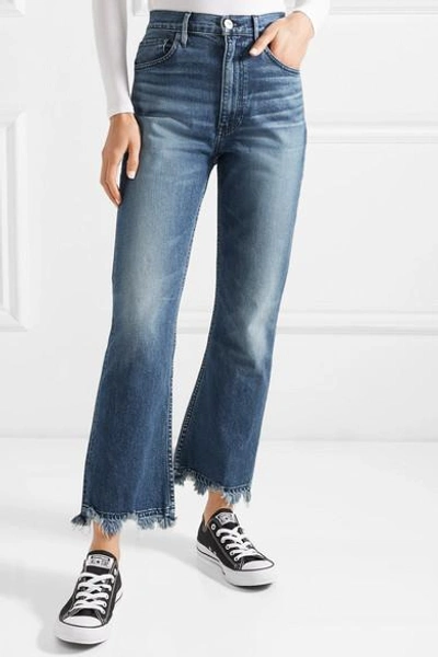 Shop 3x1 W5 Empire Crop Distressed Cropped High-rise Bootcut Jeans In Mid Denim