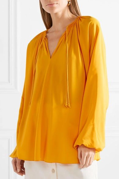 Shop Elizabeth And James Chance Silk-satin Blouse In Saffron