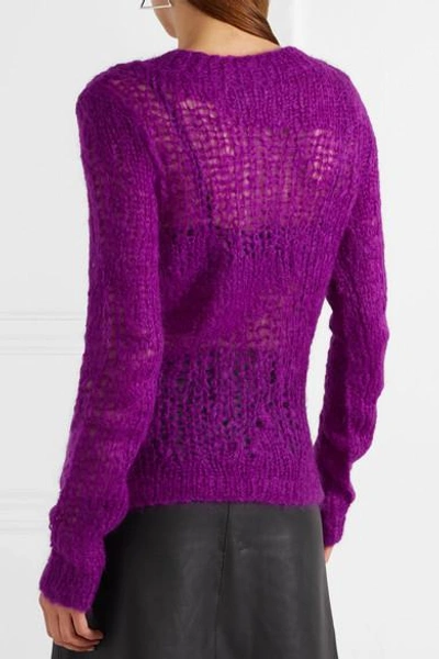 Shop Helmut Lang Open-knit Mohair-blend Sweater In Violet