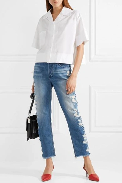 Shop 3x1 W3 Higher Ground Cropped Distressed High-rise Jeans