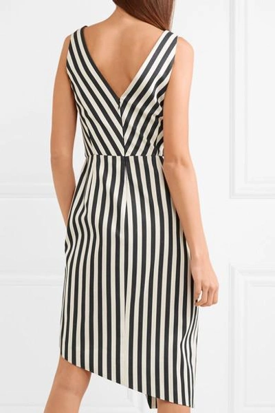 Shop Altuzarra Marceau Asymmetric Striped Cotton-blend Dress In Black