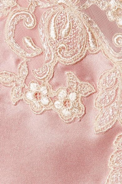 Shop La Perla Maison Lace-trimmed Silk-blend Satin Chemise In Pastel Pink