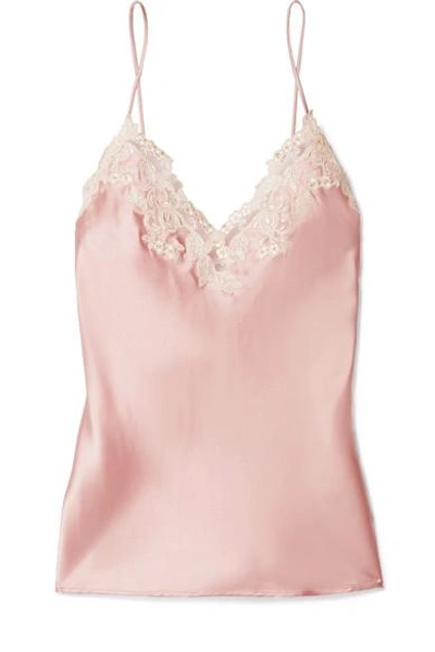 Shop La Perla Maison Lace-trimmed Silk-blend Satin Camisole In Pastel Pink