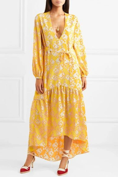 Shop Borgo De Nor Beatrice Floral-print Crepe Maxi Dress In Yellow