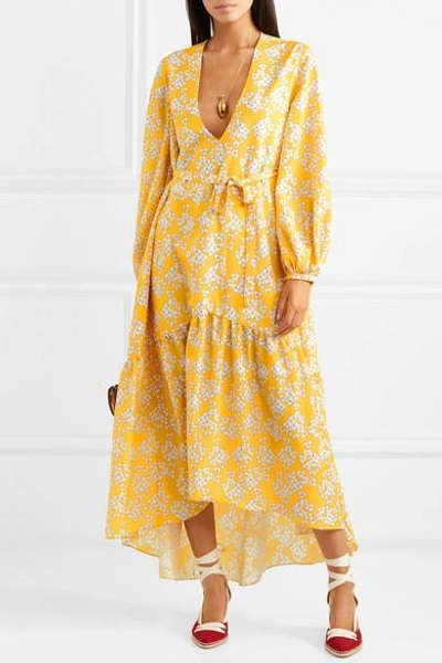 Shop Borgo De Nor Beatrice Floral-print Crepe Maxi Dress In Yellow