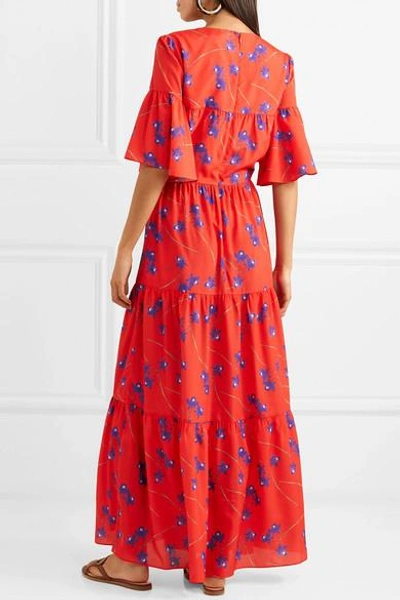 Shop Borgo De Nor Teodora Floral-print Crepe Maxi Dress In Red