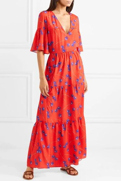 Shop Borgo De Nor Teodora Floral-print Crepe Maxi Dress In Red