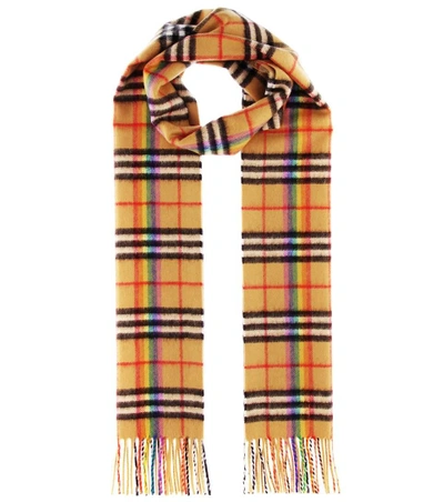 Shop Burberry The Classic Rainbow Cashmere Scarf In Beige