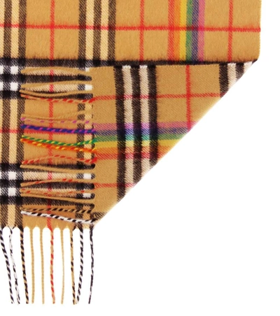 Shop Burberry The Classic Rainbow Cashmere Scarf In Beige