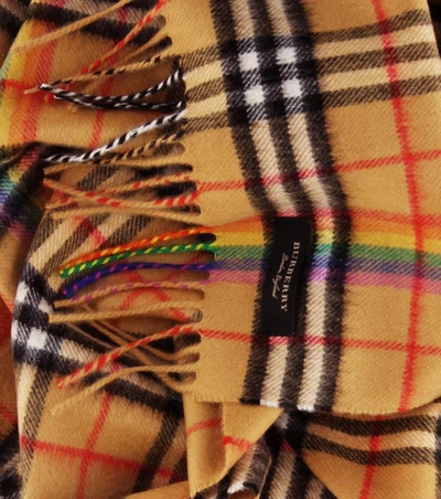 Shop Burberry The Classic Rainbow Cashmere Scarf In Beige