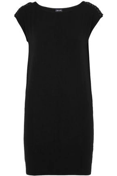 Shop Splendid Woman Lace-up Stretch-jersey Mini Dress Black