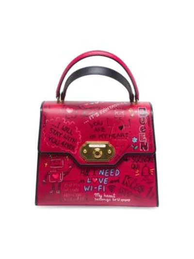 Shop Dolce & Gabbana Classic Graffiti Top Handle Bag In Red Multi