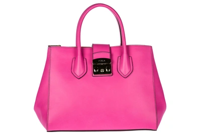 Shop Furla Women's Leather Handbag Shopping Bag Purse Metropolis In Pink