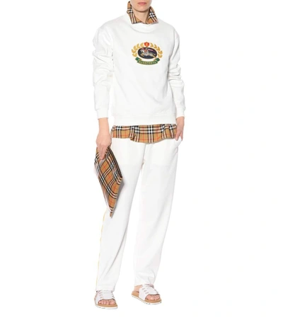 Shop Burberry Embroidered Jersey Sweatshirt In White