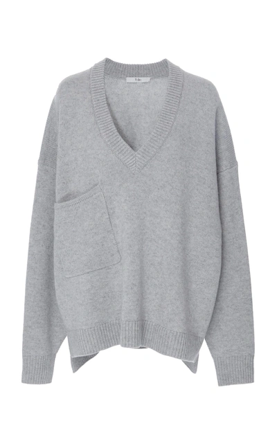 Shop Tibi Cashmere V-neck Sweater In Grey