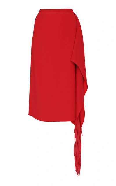 Shop Tibi Midi Fringe Skirt In Red