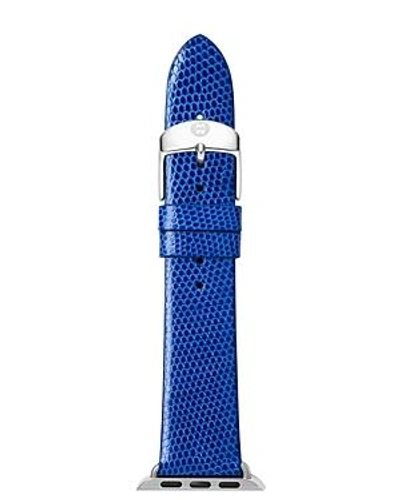 Shop Michele Lizard Apple Watch Strap, 38mm In Royal Blue