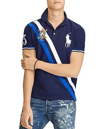 Shop Polo Ralph Lauren Custom Slim Fit Mesh Polo Shirt In Navy Multi