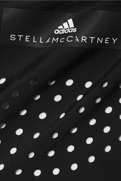 Shop Adidas By Stella Mccartney Mesh-paneled Printed Swimsuit In Black
