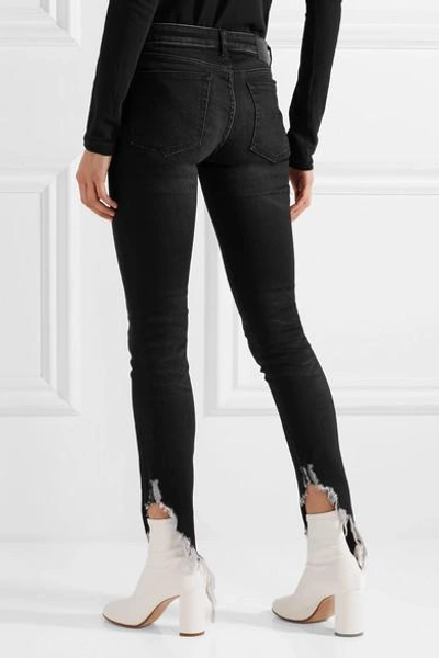 Shop R13 Kate Distressed Low-rise Skinny Jeans In Black