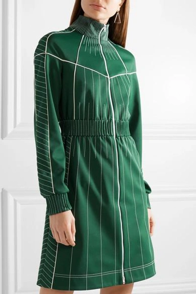 Shop Valentino Embroidered Satin-jersey Mini Dress In Forest Green