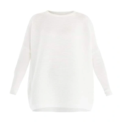 Shop Paisie Ribbed Jumper With Side Splits In White