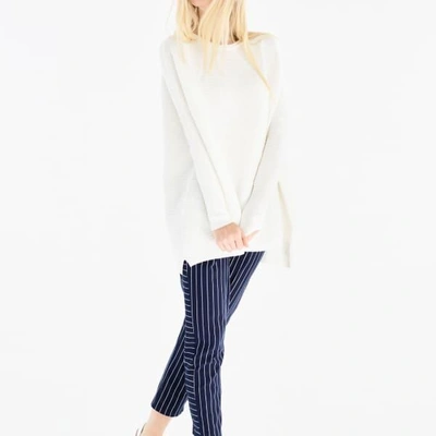 Shop Paisie Ribbed Jumper With Side Splits In White